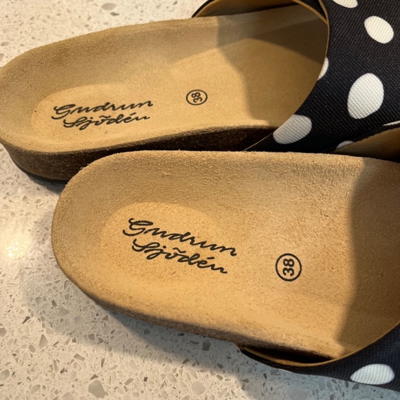 Slide Sandals Gudrun Sjoden Boho Polka Dot Size 38 Like New - Picture 5 of 11